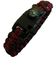 Braslet Sledopyt iz parakorda so svistkom, kompasom i ognivom