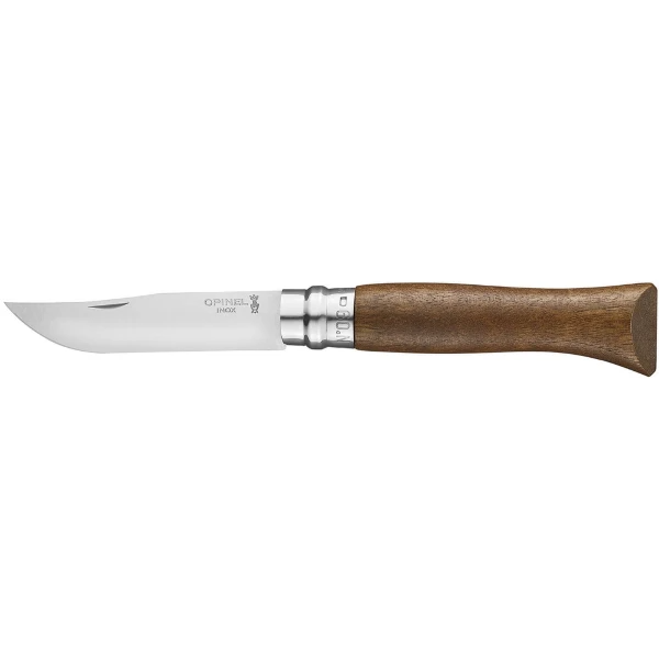 Nozh Opinel №9, nerzhaveyushchaya stal', orekhovaya rukoyat' v kartonnoj korobke2