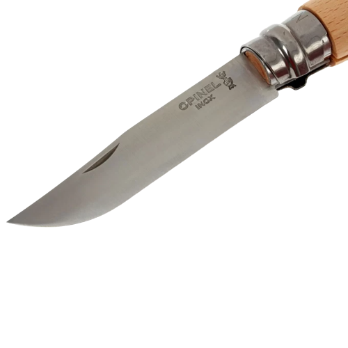 Nozh Opinel Tradition №8, nerzhaveyushchaya stal', buk, s kozhanym temlyakom3