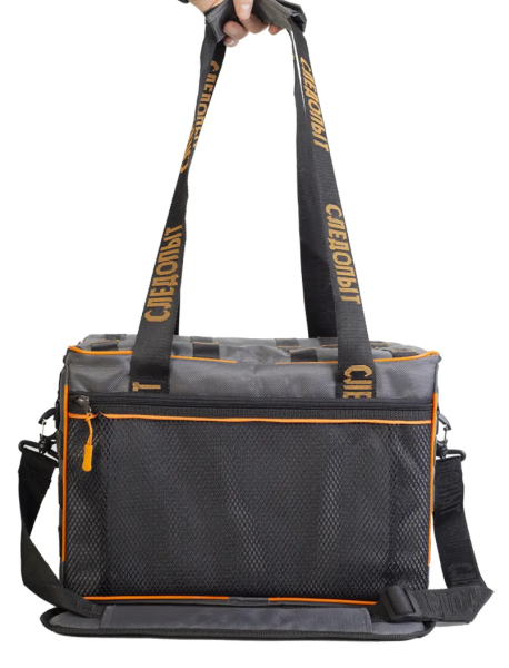 Sumka rybolovnaya Sledopyt Base Lure Bag XL, 38h26h25 sm, cv. seryj + 5 korobok Luno 282