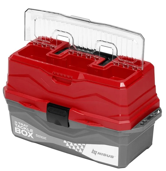 YAshchik dlya snastej Tackle Box trekhpolochnyj NISUS krasnyj2