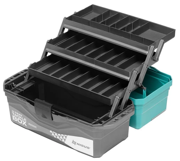 YAshchik dlya snastej Tackle Box trekhpolochnyj NISUS biryuzovyj4